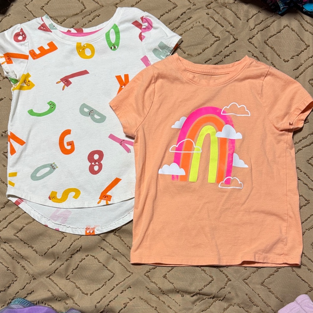 Girls Peach Rainbow Graphic Tee set- size 4/5